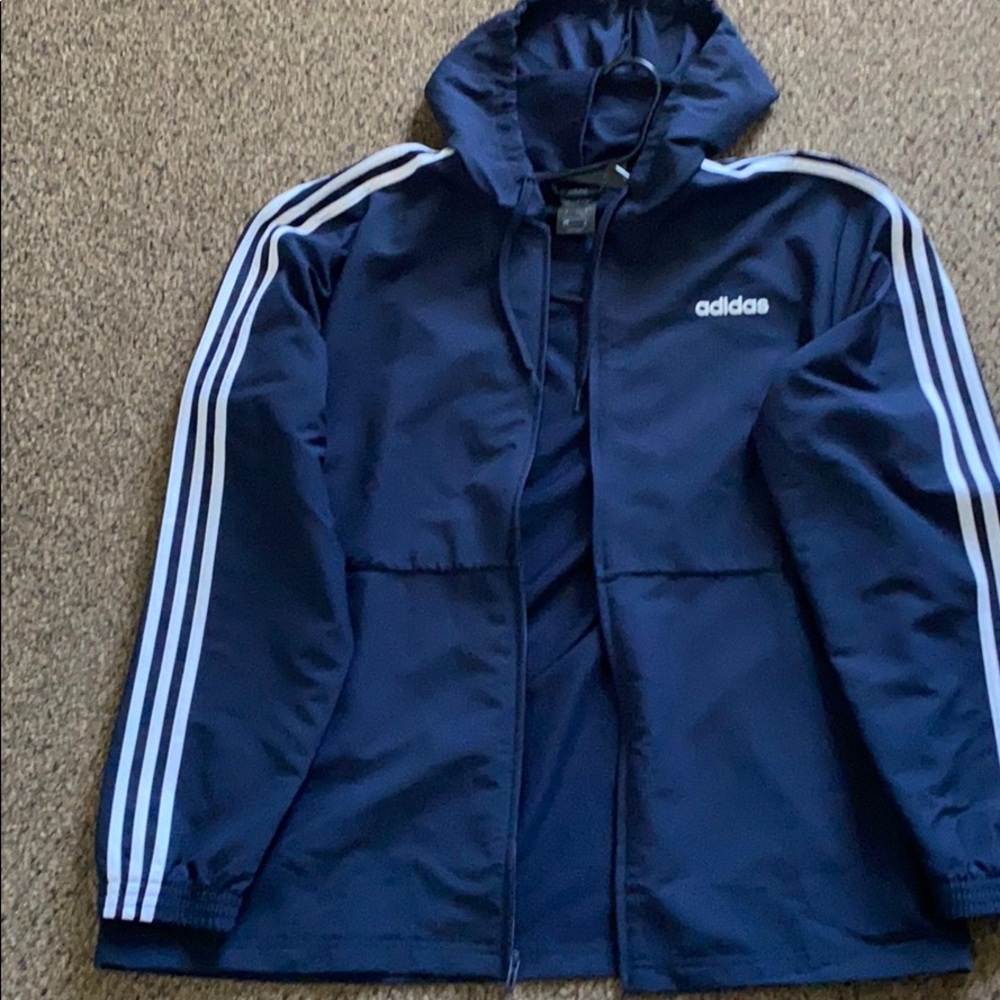 Xl adidas blue and white stripe jacket.
